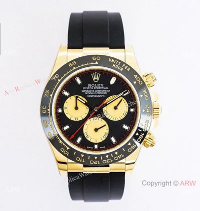  Swiss Rolex Daytona "Newman" Dial Yellow Gold Oysterflex Watch 7750